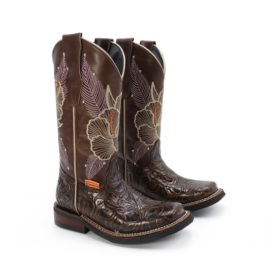 Bota Rodeo de Cincelado Flor CY602-CMF