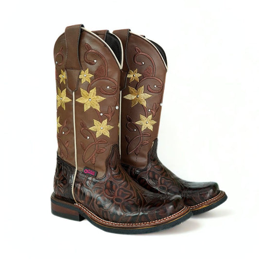 Bota Rodeo de Cincelado Flor CY602-OSF