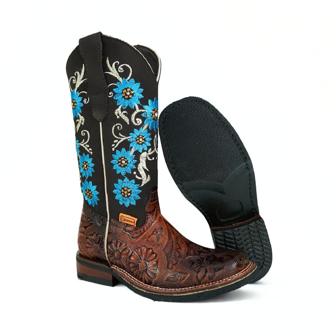 Bota Rodeo Cincelado Margaritas CY604-OSC